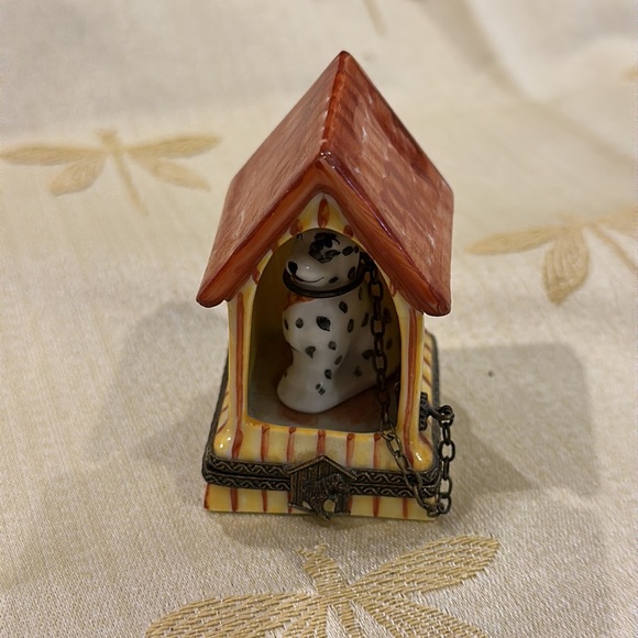 Limoges France Porcelain Dog Puppy Dalmation Doghouse Pierre Arguie Trinket Box. - Picture 2 of 11